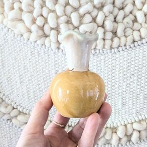 Charming Yellow ruffled Vintage Ceramic Bud Vase